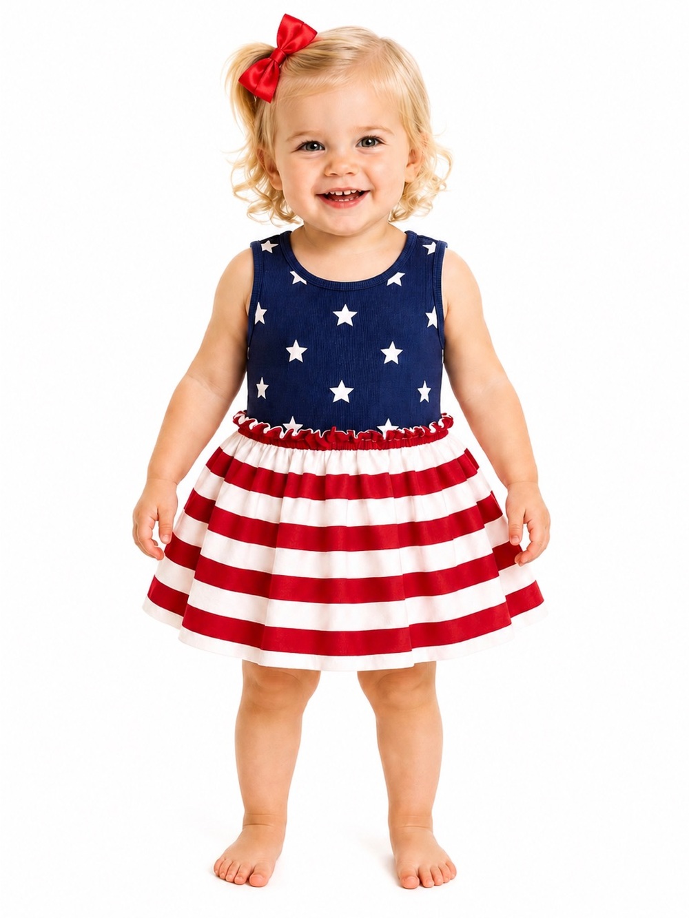 The Children's Place Red, White & Blue Star Stripe Dress